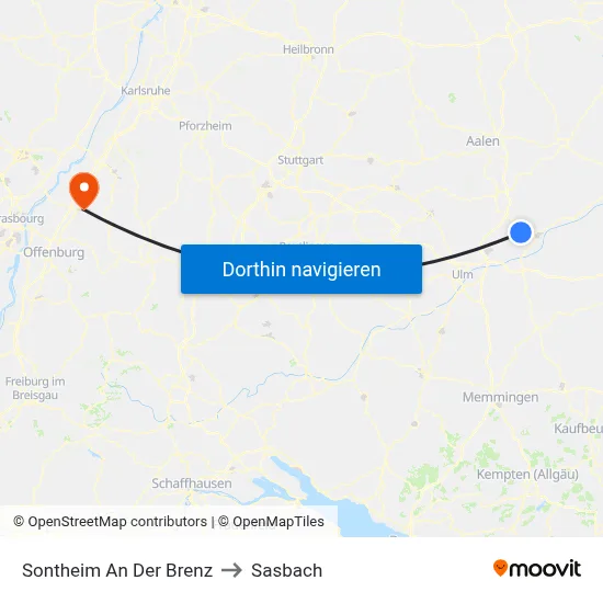 Sontheim An Der Brenz to Sasbach map