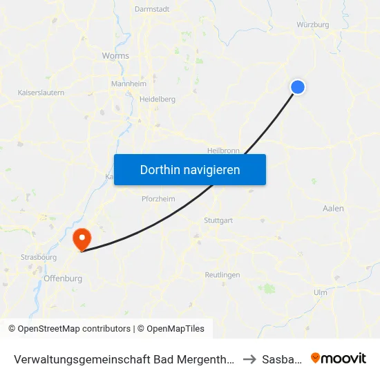Verwaltungsgemeinschaft Bad Mergentheim to Sasbach map