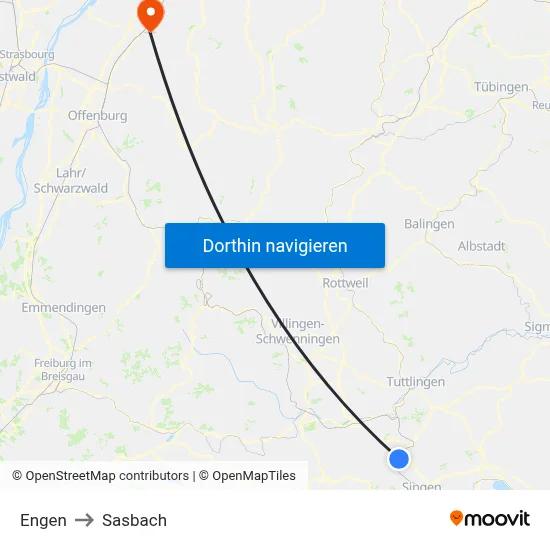 Engen to Sasbach map