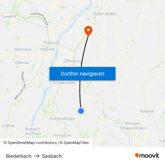 Biederbach to Sasbach map