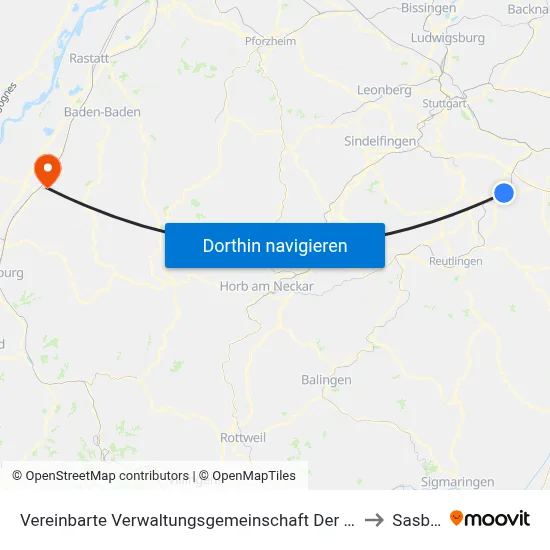Vereinbarte Verwaltungsgemeinschaft Der Stadt Nürtingen to Sasbach map