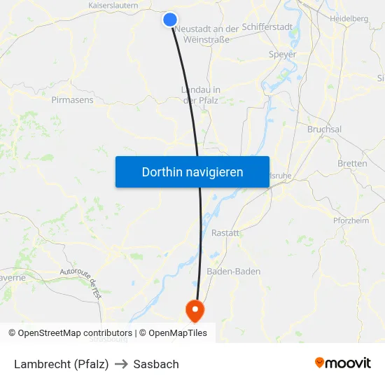 Lambrecht (Pfalz) to Sasbach map