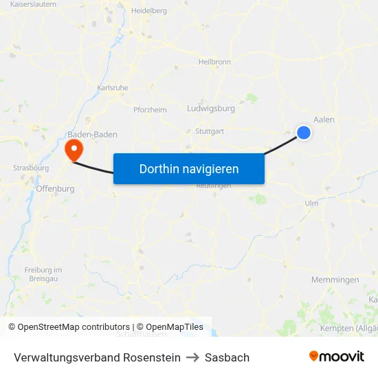 Verwaltungsverband Rosenstein to Sasbach map