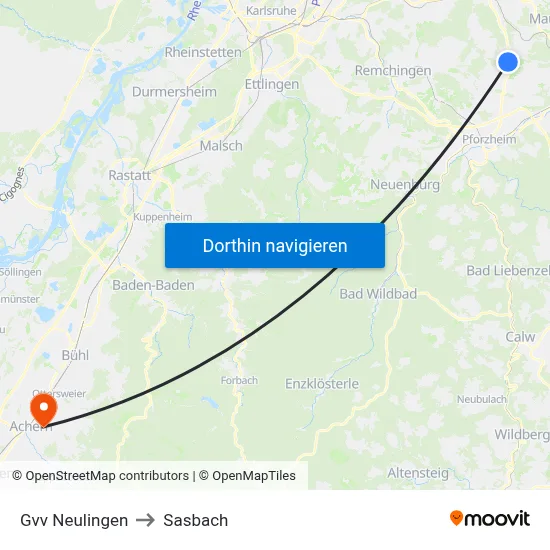 Gvv Neulingen to Sasbach map