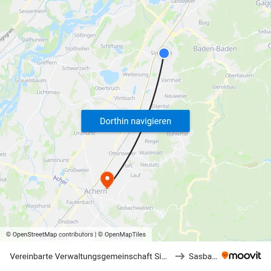 Vereinbarte Verwaltungsgemeinschaft Sinzheim to Sasbach map