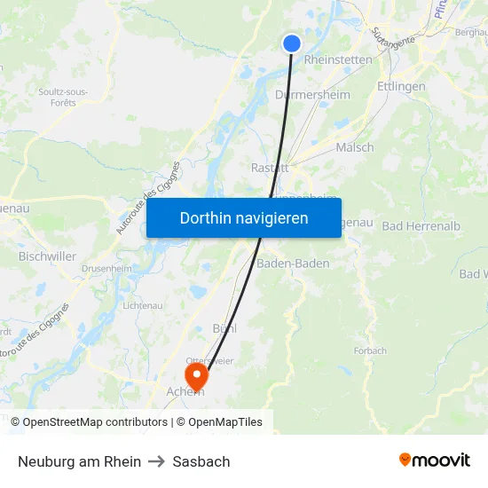 Neuburg am Rhein to Sasbach map