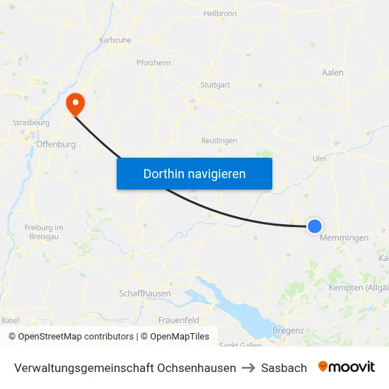 Verwaltungsgemeinschaft Ochsenhausen to Sasbach map