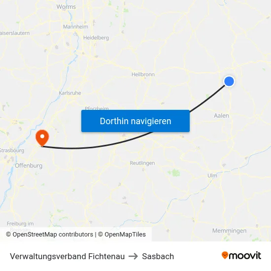 Verwaltungsverband Fichtenau to Sasbach map