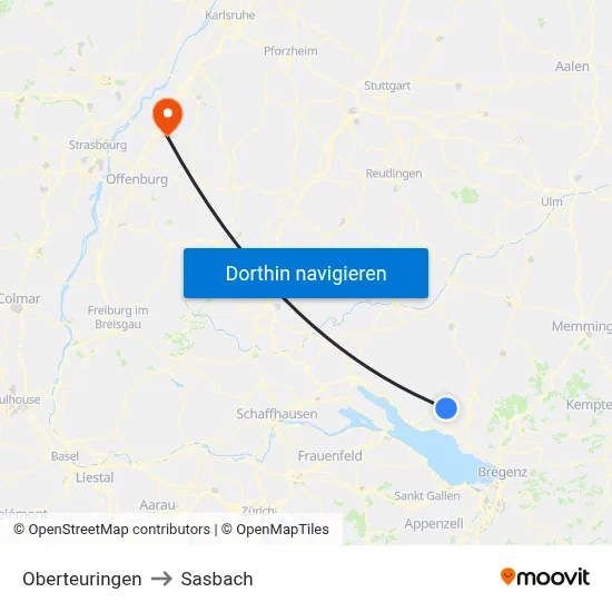 Oberteuringen to Sasbach map