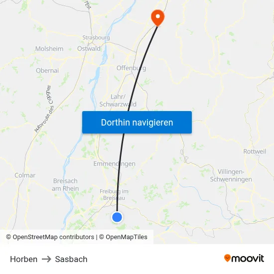 Horben to Sasbach map