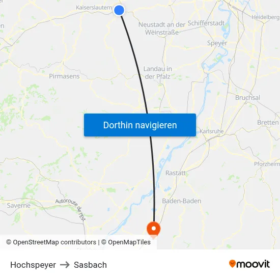 Hochspeyer to Sasbach map