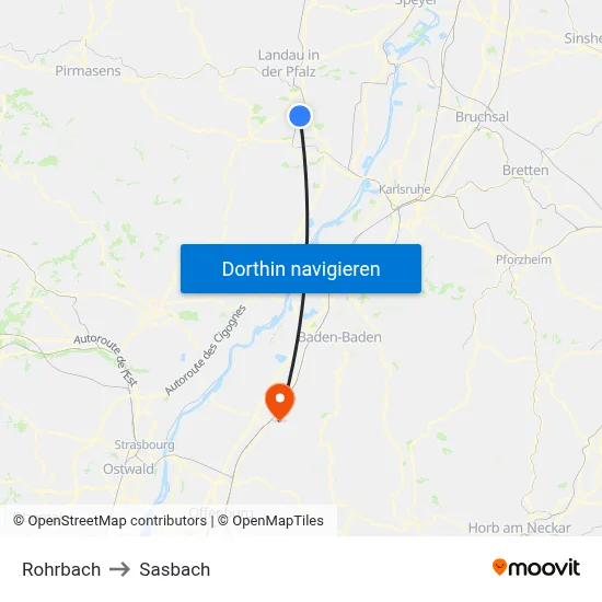 Rohrbach to Sasbach map