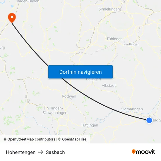 Hohentengen to Sasbach map