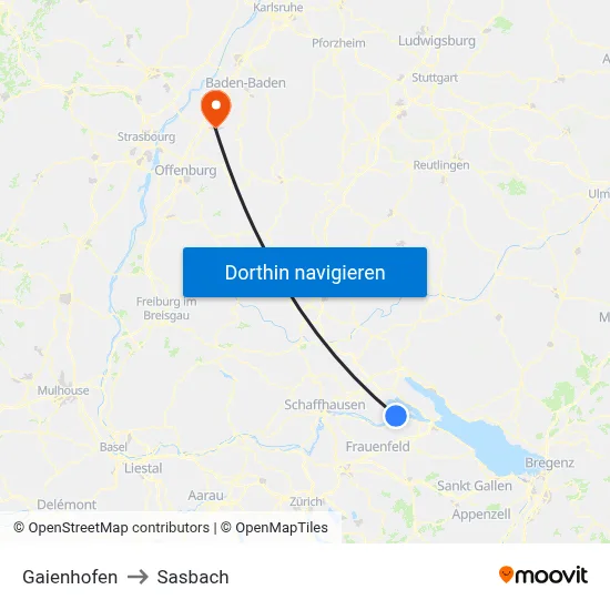 Gaienhofen to Sasbach map