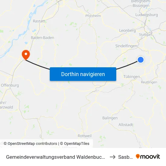 Gemeindeverwaltungsverband Waldenbuch/Steinenbronn to Sasbach map