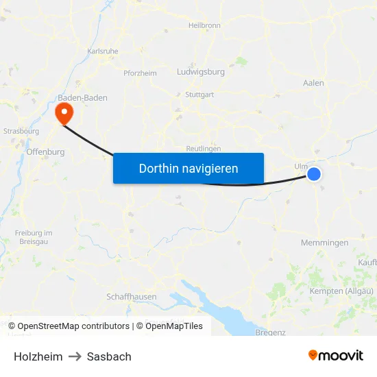 Holzheim to Sasbach map