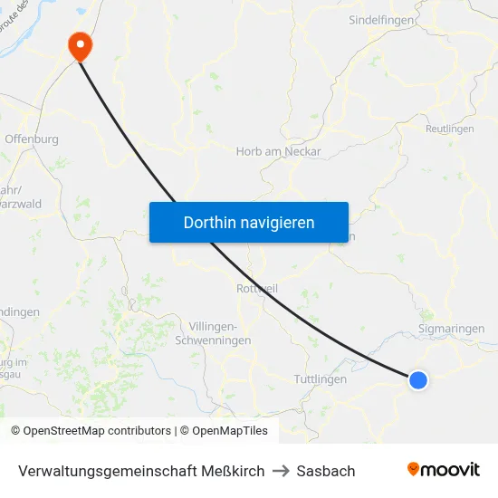 Verwaltungsgemeinschaft Meßkirch to Sasbach map