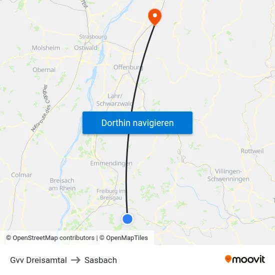 Gvv Dreisamtal to Sasbach map