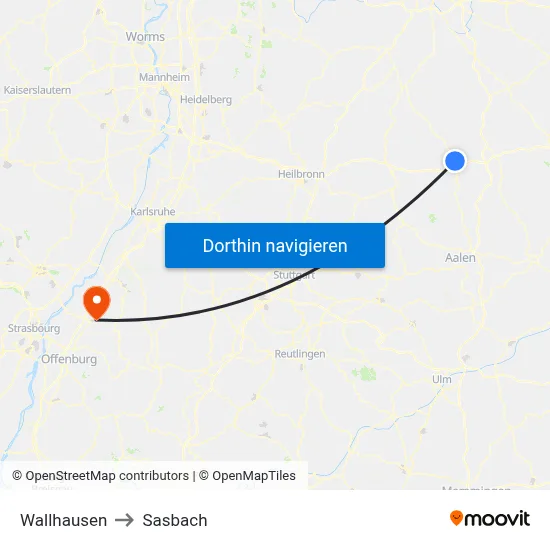 Wallhausen to Sasbach map