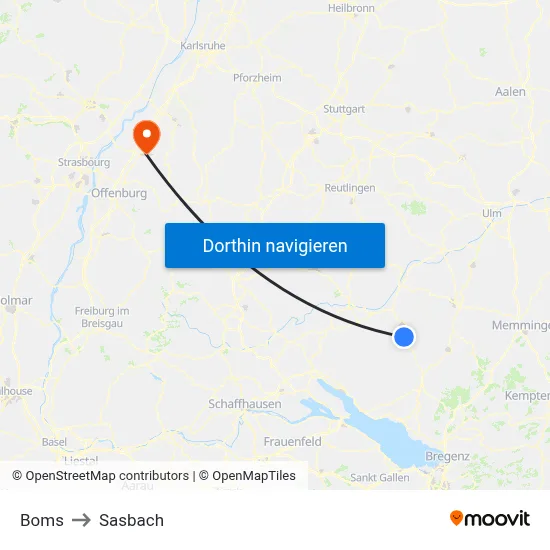 Boms to Sasbach map