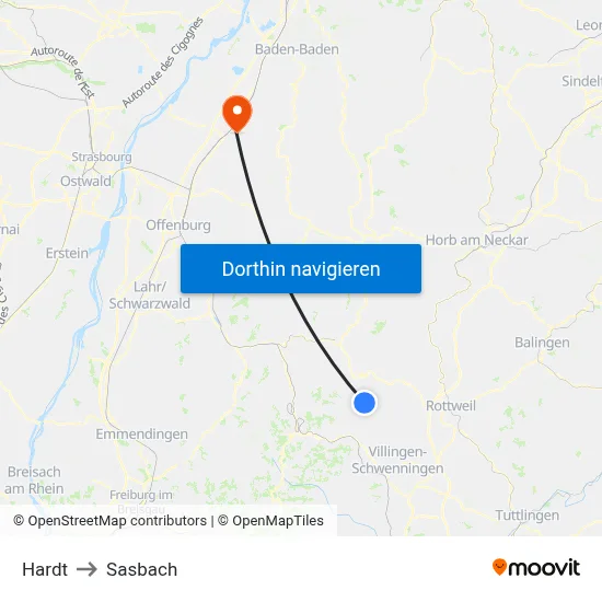 Hardt to Sasbach map