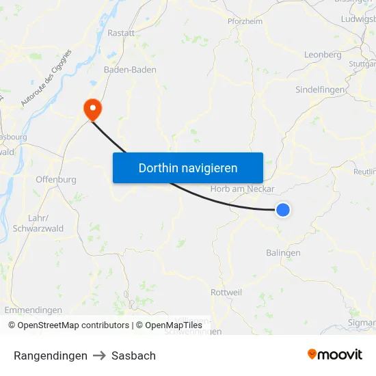 Rangendingen to Sasbach map