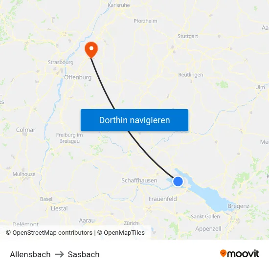 Allensbach to Sasbach map