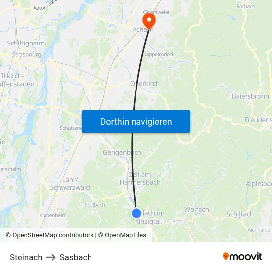 Steinach to Sasbach map