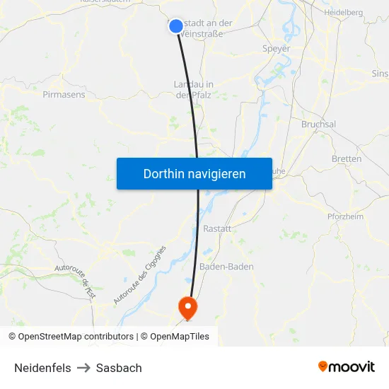 Neidenfels to Sasbach map