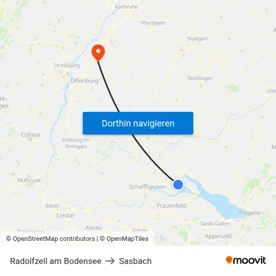 Radolfzell am Bodensee to Sasbach map