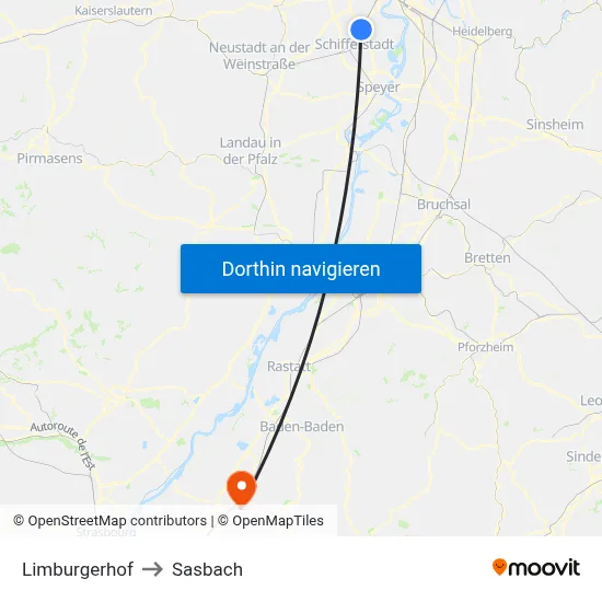 Limburgerhof to Sasbach map