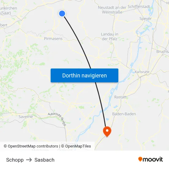 Schopp to Sasbach map
