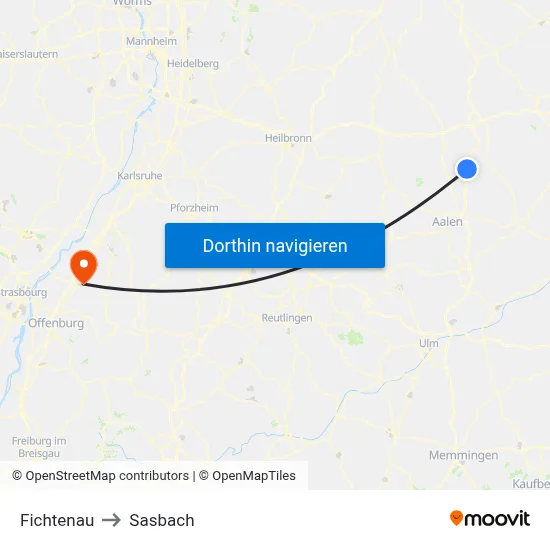 Fichtenau to Sasbach map
