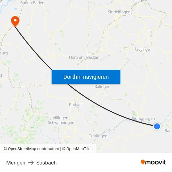 Mengen to Sasbach map