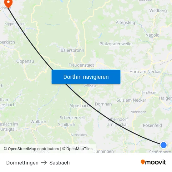 Dormettingen to Sasbach map
