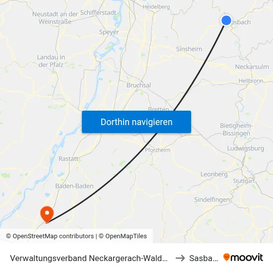 Verwaltungsverband Neckargerach-Waldbrunn to Sasbach map
