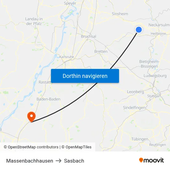 Massenbachhausen to Sasbach map
