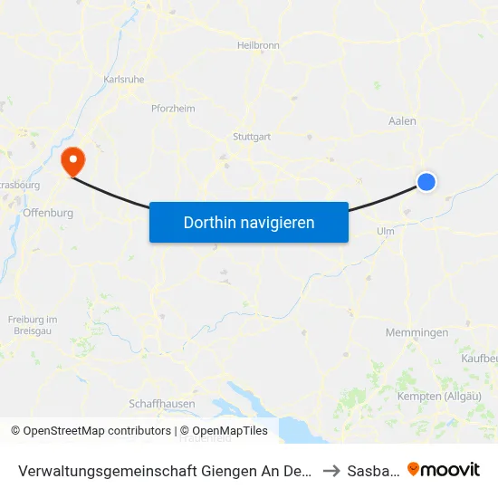 Verwaltungsgemeinschaft Giengen An Der Brenz to Sasbach map