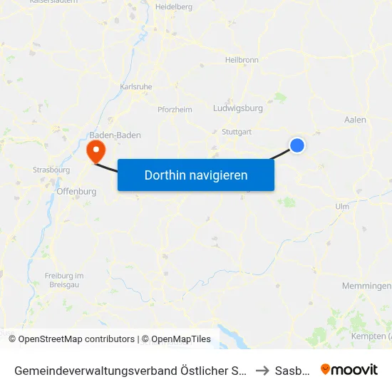 Gemeindeverwaltungsverband Östlicher Schurwald to Sasbach map