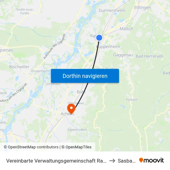 Vereinbarte Verwaltungsgemeinschaft Rastatt to Sasbach map
