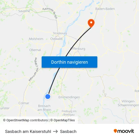 Sasbach am Kaiserstuhl to Sasbach map
