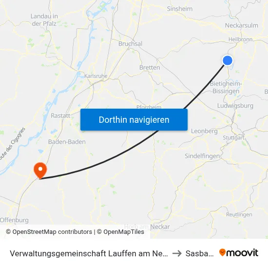 Verwaltungsgemeinschaft Lauffen am Neckar to Sasbach map