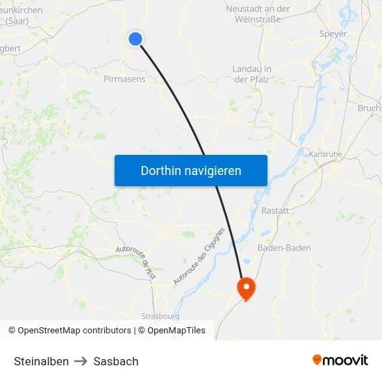 Steinalben to Sasbach map