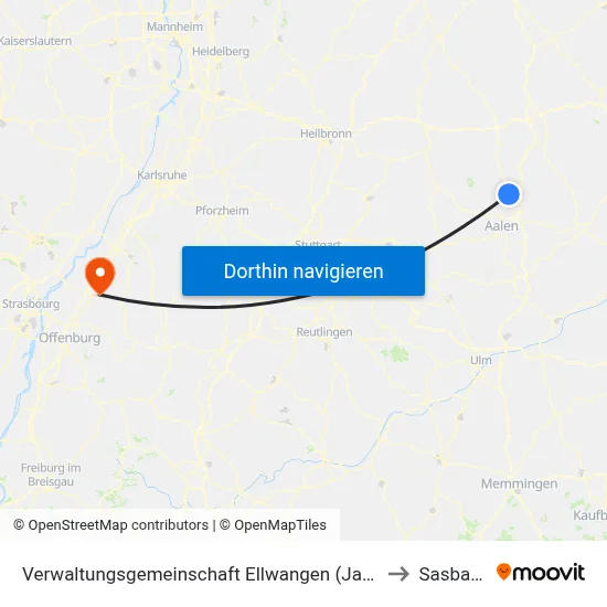 Verwaltungsgemeinschaft Ellwangen (Jagst) to Sasbach map