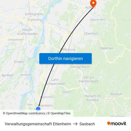 Verwaltungsgemeinschaft Ettenheim to Sasbach map
