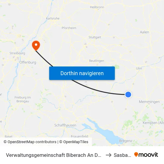 Verwaltungsgemeinschaft Biberach An Der Riß to Sasbach map