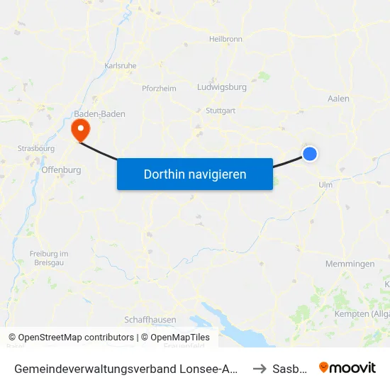 Gemeindeverwaltungsverband Lonsee-Amstetten to Sasbach map