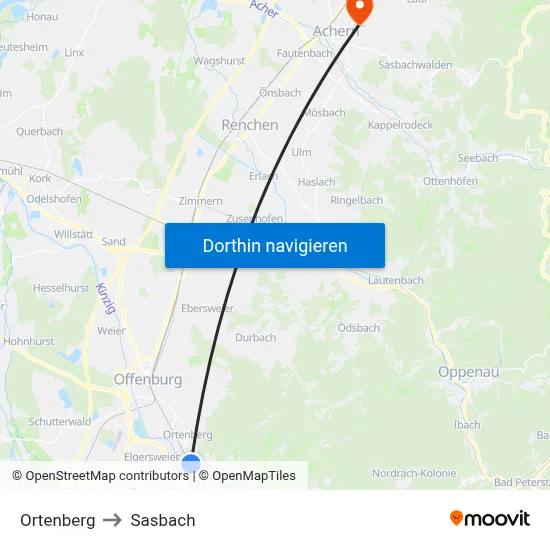 Ortenberg to Sasbach map