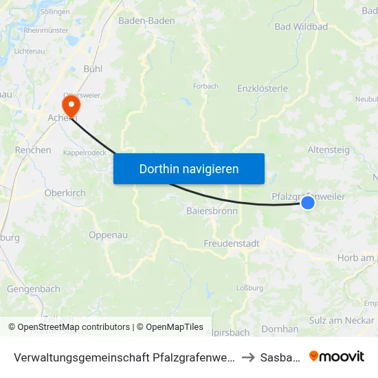Verwaltungsgemeinschaft Pfalzgrafenweiler to Sasbach map
