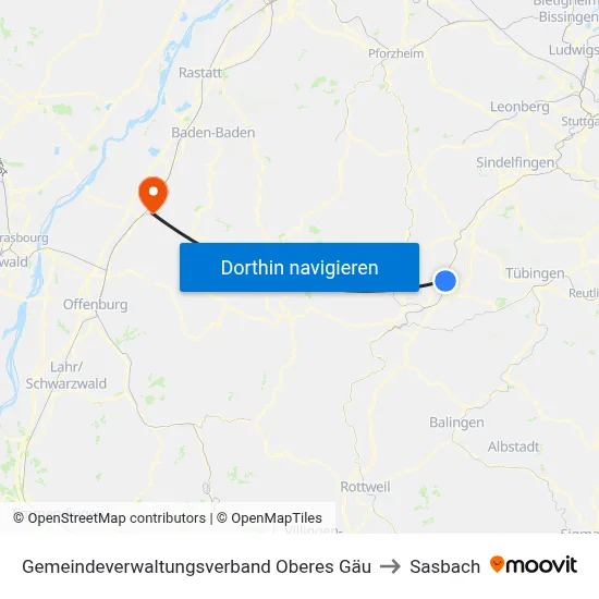 Gemeindeverwaltungsverband Oberes Gäu to Sasbach map